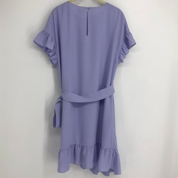 Aritzia Wilfred Periwinkle Ninette Ruffled short sleeve mini wrap dress size S - Picture 2 of 16